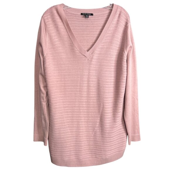 Hilary Radley Pink Loose Fit Sweater L/G V-Neck Long Sleeve - Picture 1 of 5